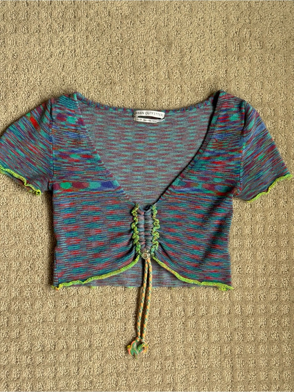 RARE: Urban Outfitters Teal, Purple & Red Space-Dye Cropped Top